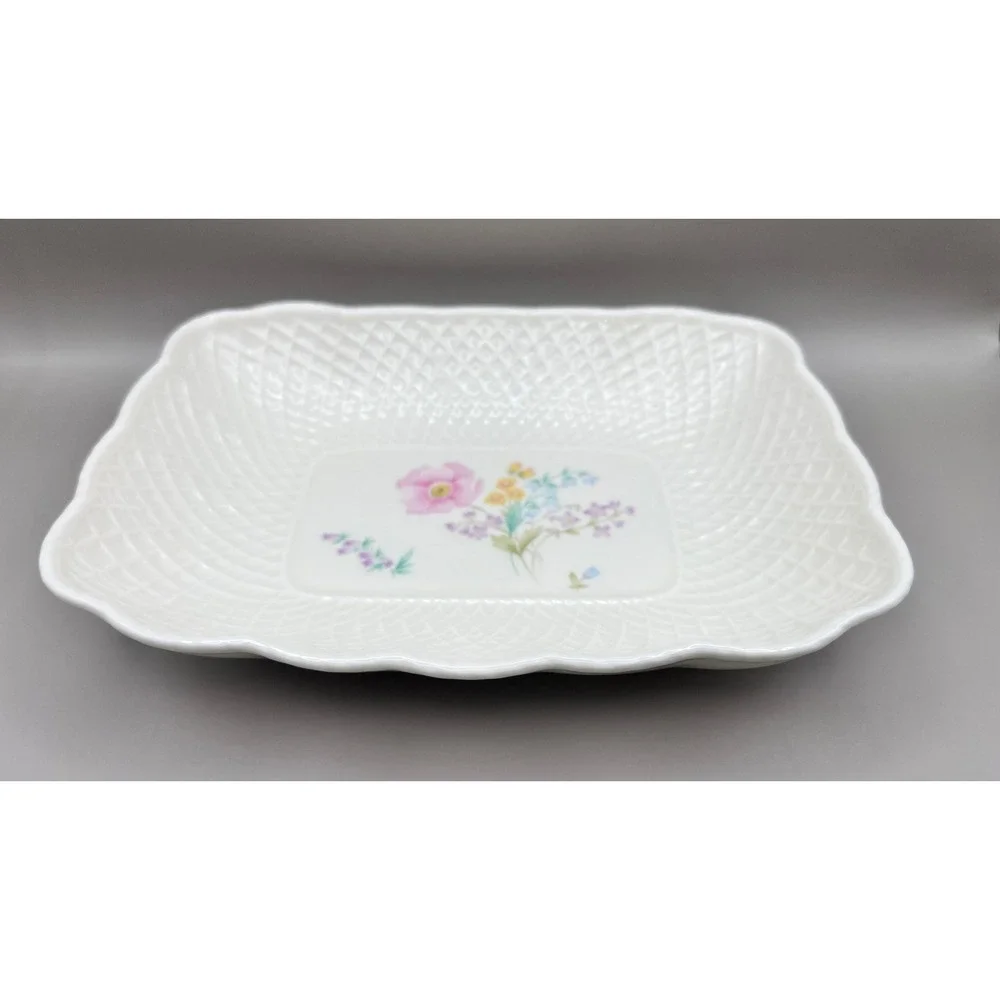 Mikasa Gentle Breeze Flowered Trinket‎ Vanity Tray Bone China 7.5